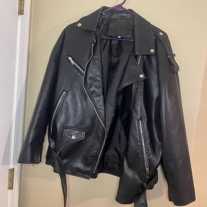 black leather jacket